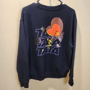 BT21 Navy Sweatshirt TATA Space Squad with Heart Graphic Size M